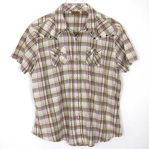 Wrangler Plaid Button Down Shirt - Purple and Brown